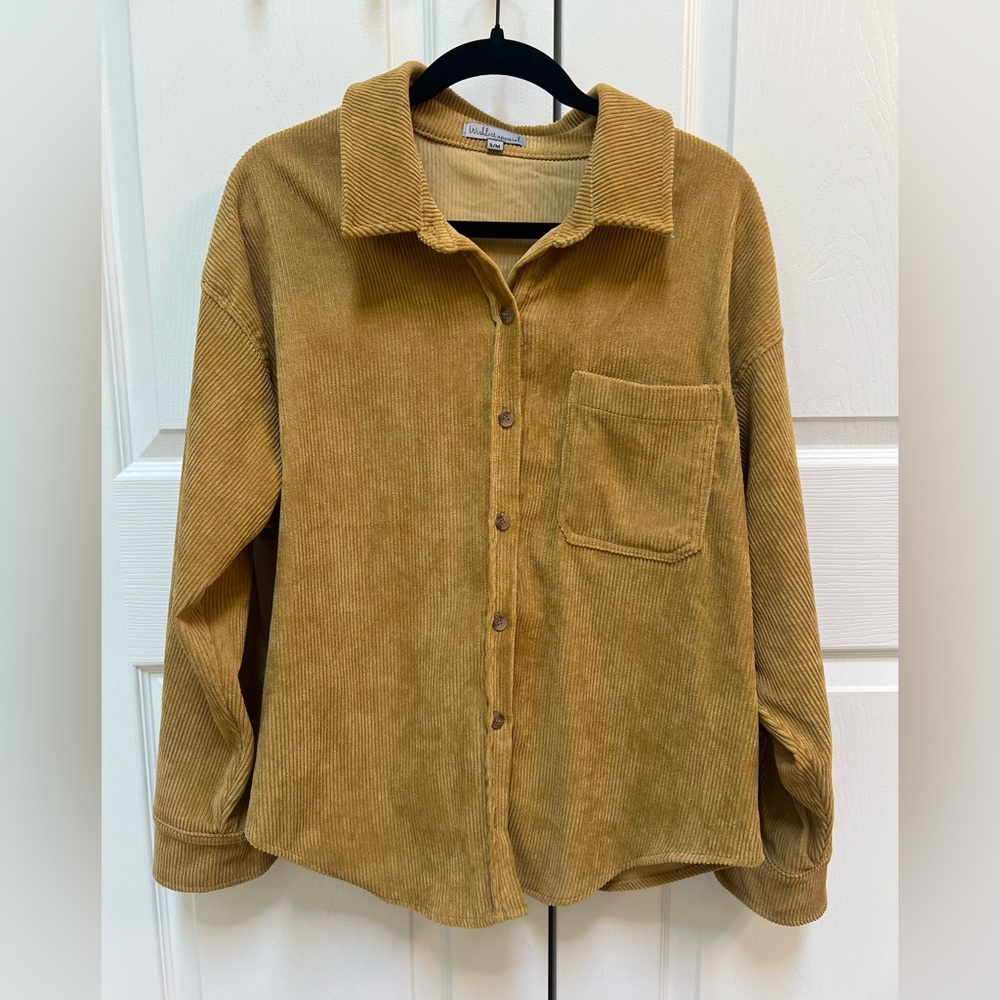Tan Corduroy Button-Up Shirt
